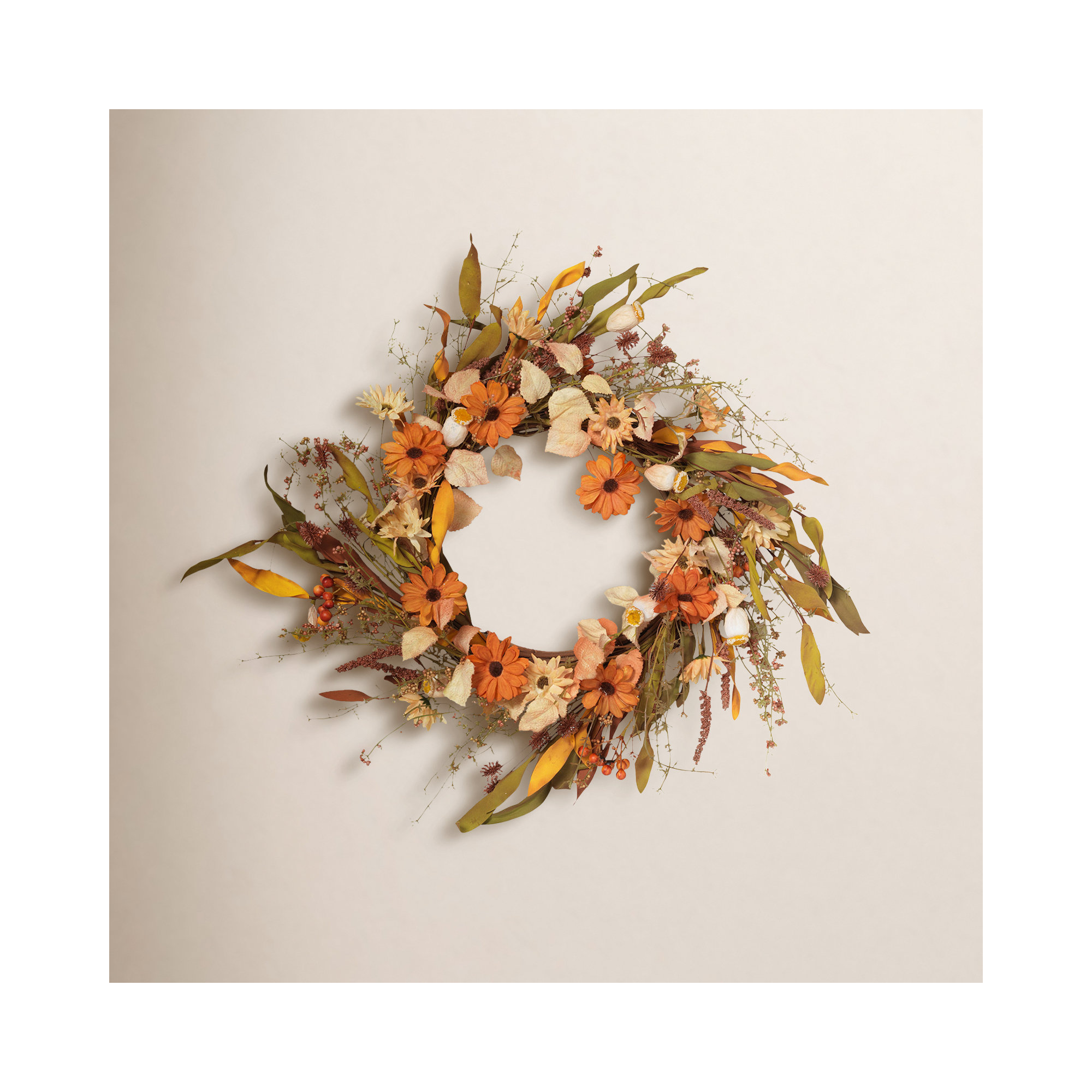 22" Harvest Flower & Berries Fall Wreath