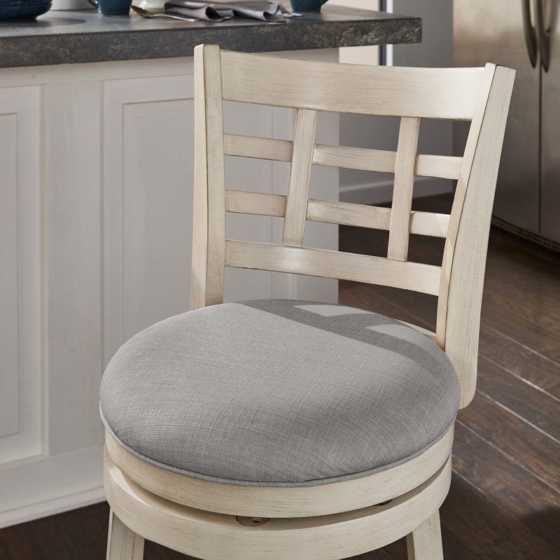 Tabouret pivotant Aria, Lin gris, Tabouret de bar (siège d'une hauteur de 29,96 po), Blanc antique