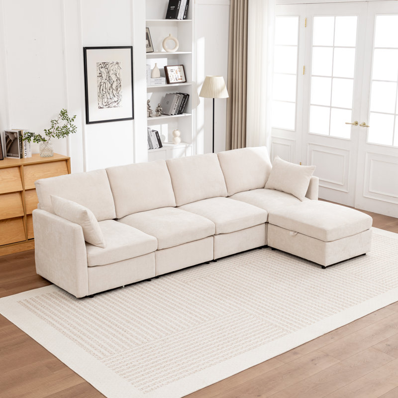 Wilroy 5 - Piece Upholstered Sectional, Beige