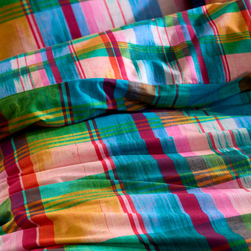 Wanderweave Ikat Check 100% Cotton Reversible Duvet Cover Set, Super King