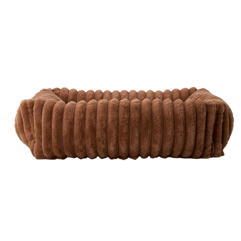 Faux Fur Pet Bed, Medium (20cm H x 92cm W x 69cm D), Brown