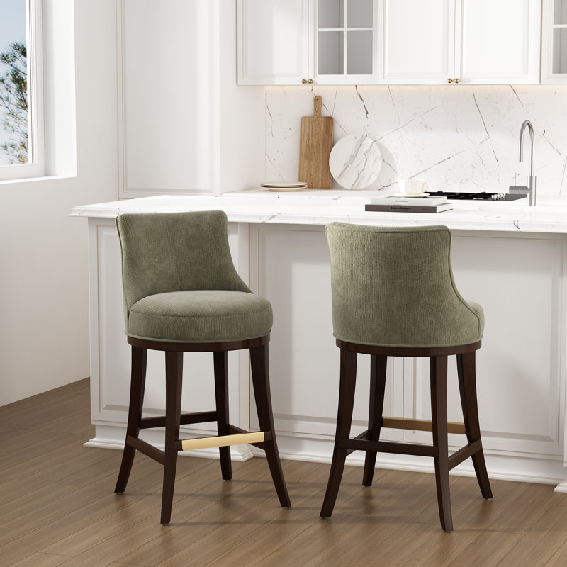 Tabouret de comptoir rembourré Lucia, Vert feuille, Tabouret de comptoir (hauteur d'assise 26,4 po), 2