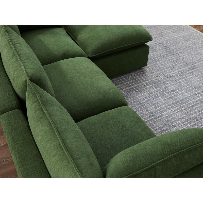 Canapé modulaire rembourré 5 pièces 122,05 po Koldo, Velours vert