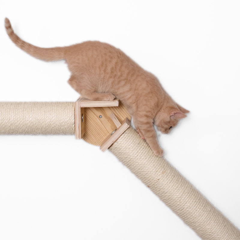 Natural Beige Sisal Wall-Mounted Cat Climbing Bridge