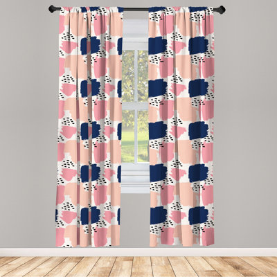 Brushstrokes Abstract Semi-Sheer Rod Pocket Curtain Panels