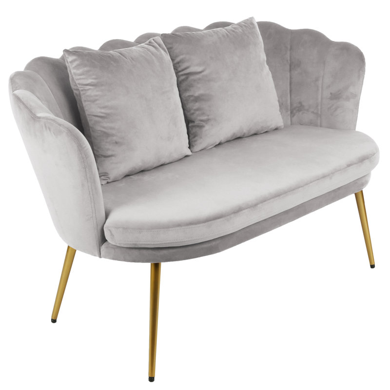 Alfaro 2 Seater Velvet Loveseat, Silver Grey