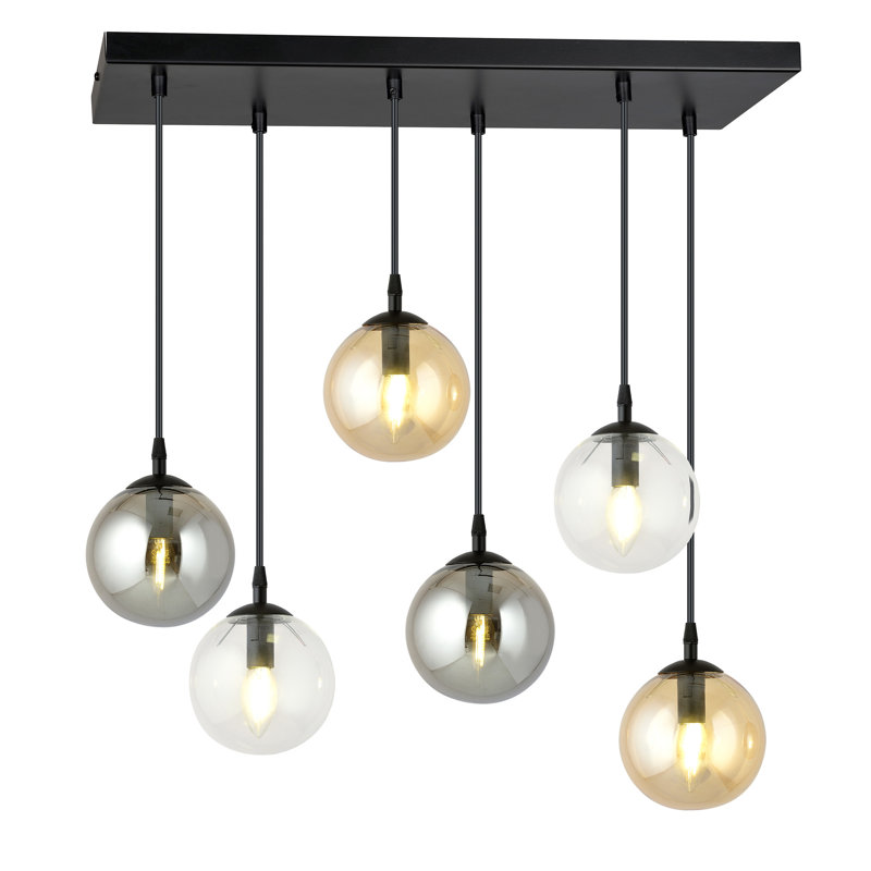 Cadesha 6 - Light Black Cluster Pendant, Amber