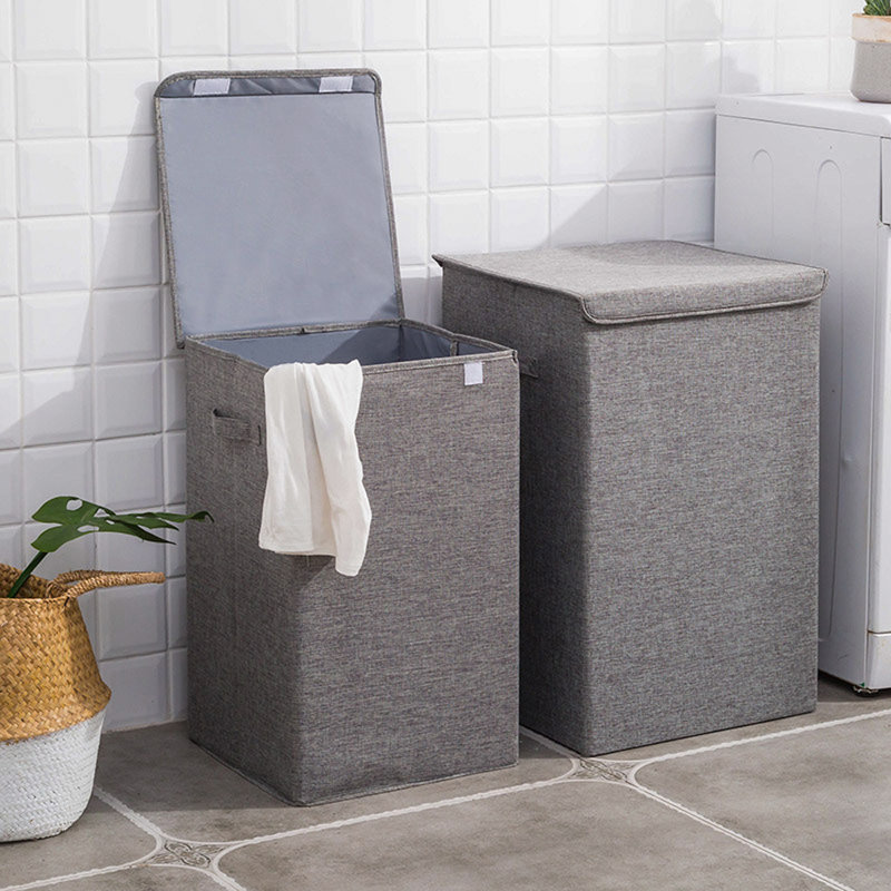 Fabric Laundry Hamper with Handles, Large (63cm x 40cm x 40cm), Grey