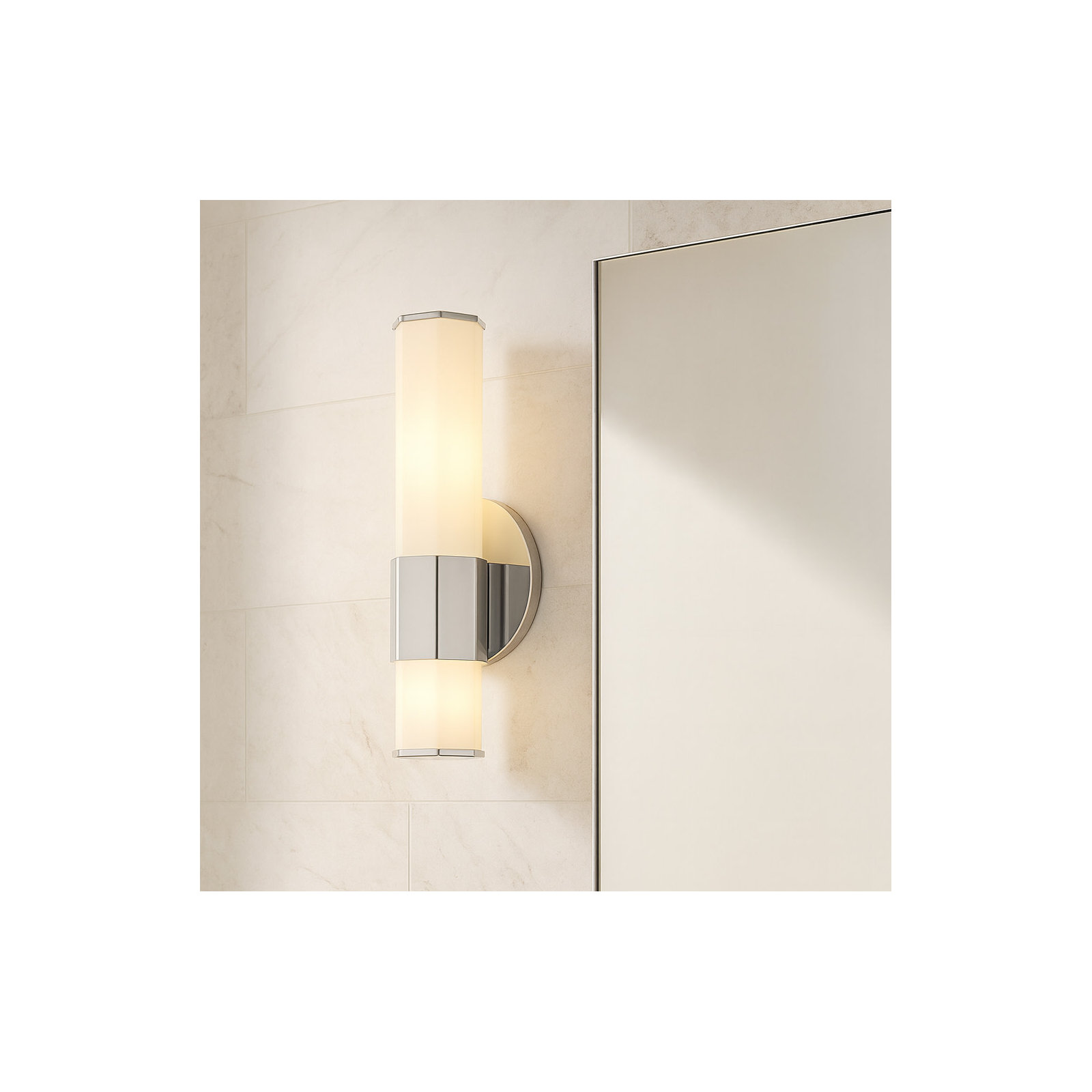 Belden Single Frosted Dimmable LED Bath Sconce, Polished Nickel