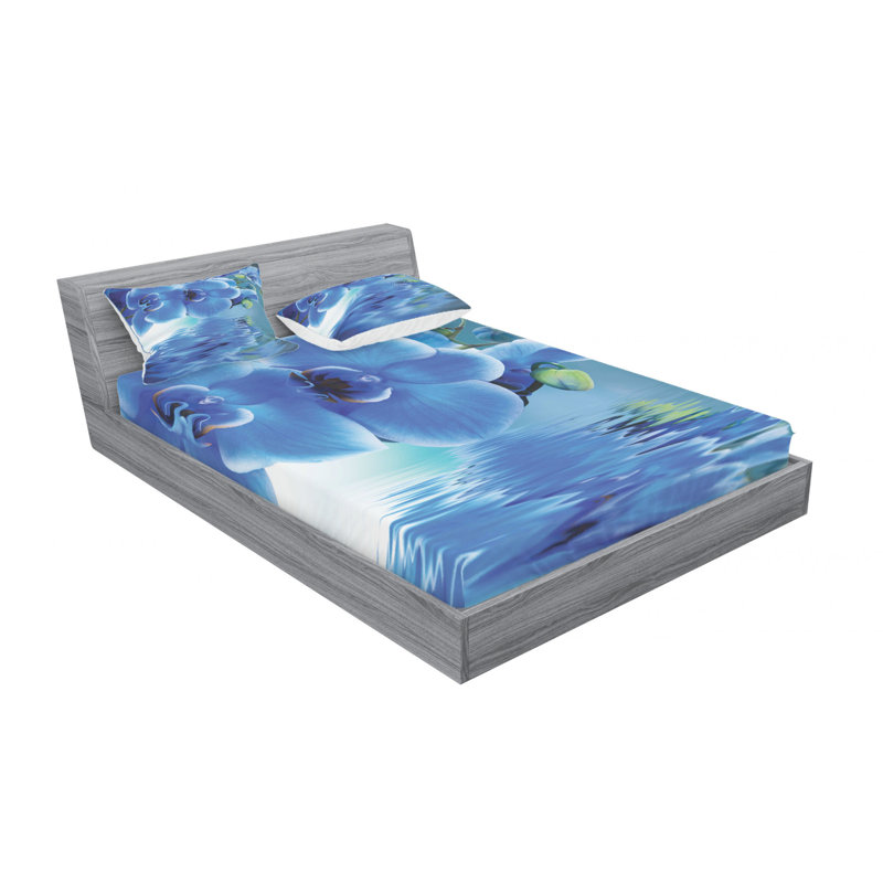 Microfiber Floral Sheet Set, Queen Sheet Set with 2 Pillowcases