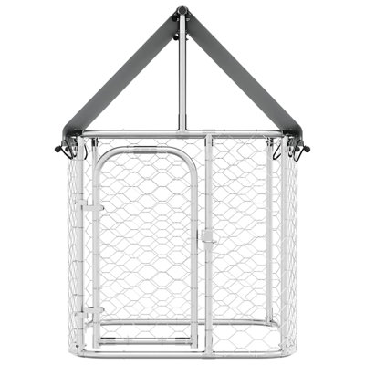 Enclos pour chien en acier galvanisé argenté