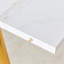 With a clever retractable mechanism, the White Pattern MDF table top and gold metal legs and has a smooth and delicate surface.The unique look creates the sleek silhouette of a modern home.