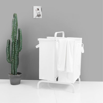 110L 2 Laundry Basket With Lid, White Cloth Hamper For Clothes & Storage, Robust Storage Cards Large Basket, Lid And Sorting Box