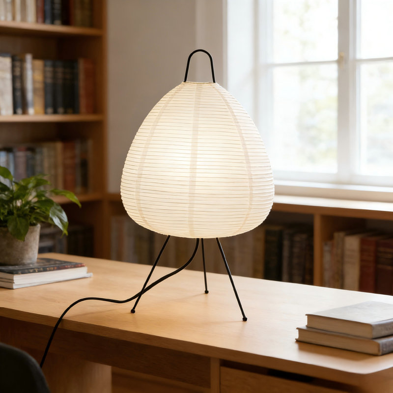 19" Modern Table Lamp With Paper Shade