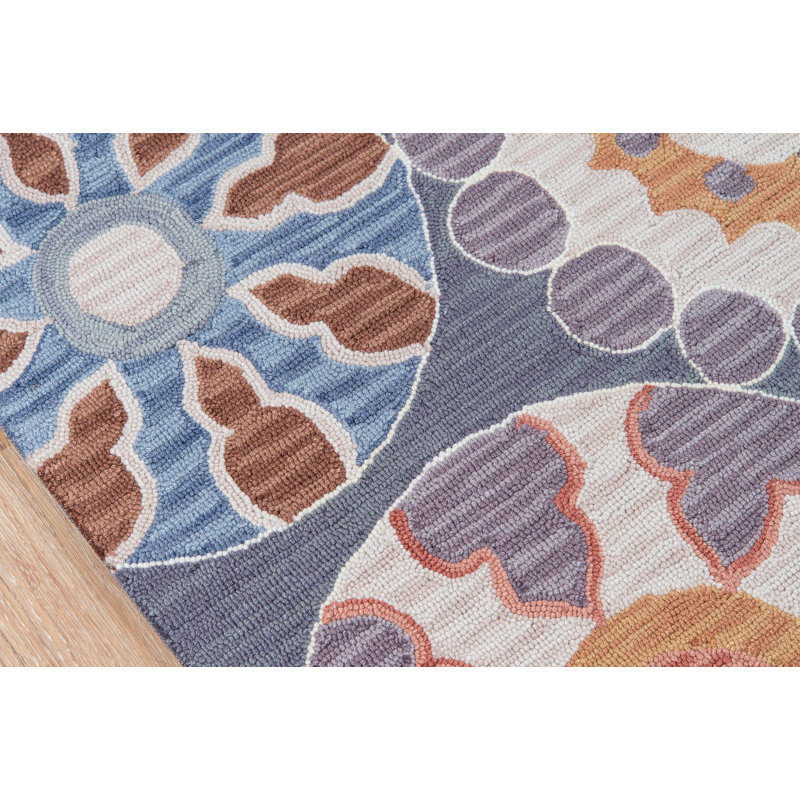 Tapis bleu crocheté à la main Gingras, Rectangle 5 pi x 7 pi 6 po