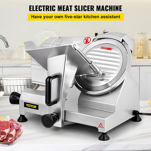 VEVOR Electric Food Slicer, 10In Manual Vegetable Fruit Slicer, 0-0.4 In  Adjustable Thickness Fruit Slicer Machine with Removable Stainless Steel  Blade, Non-Slip Feet Commercial Food Slicer, Silver