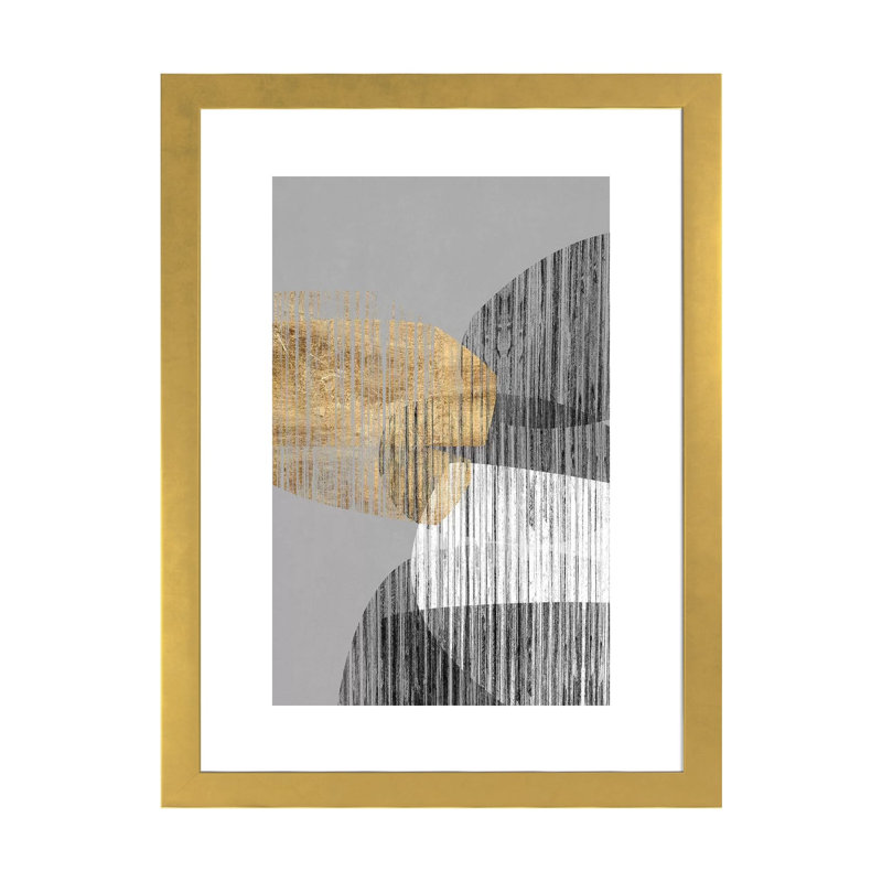 Reproduction d’art graphique « adjacentes Shapes I » par Jennifer Goldberger, H 32 po x l 24 po x P 1 po, Papier encadré doré