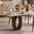 Modern 78.74" Pandora Stone Dining Table with Oval Wood Base, Rectangular