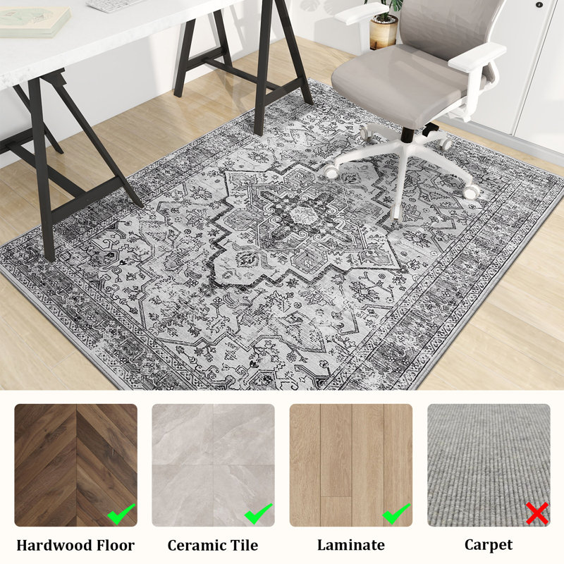 Chair Mat Floor Protector & Style Enhancer for Home Office or Dining Spaces, 45" W x 60" D