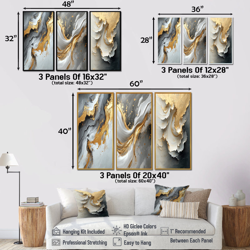 Abstract Marble Tones I - Collection d'impressions sur toile marbrée, Toile tendue, H 28 po x l 36 po, Ne s’applique pas