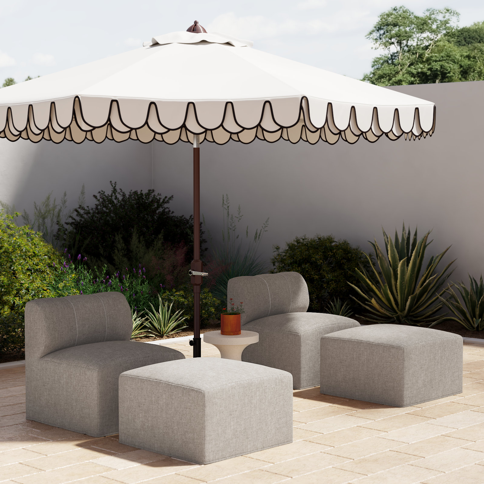 Praia Sunbrella® Outdoor Lounge Chairs with Ottomans (Set of 2), Cast Silver Sunbrella®