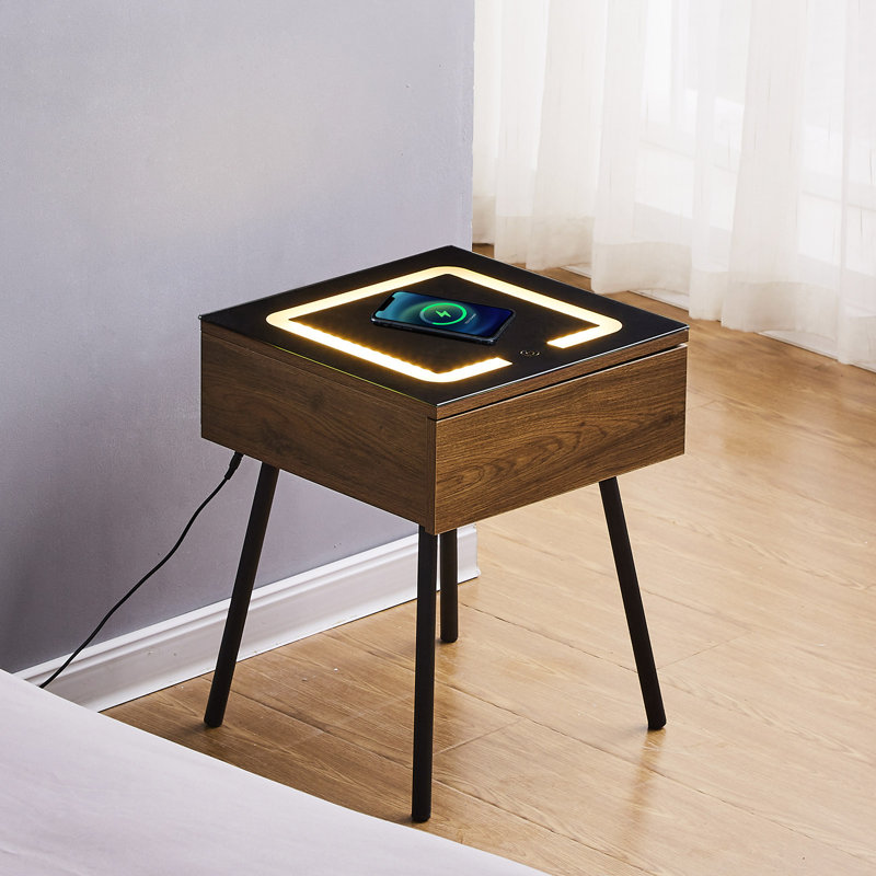 Halya Glass Top End Table