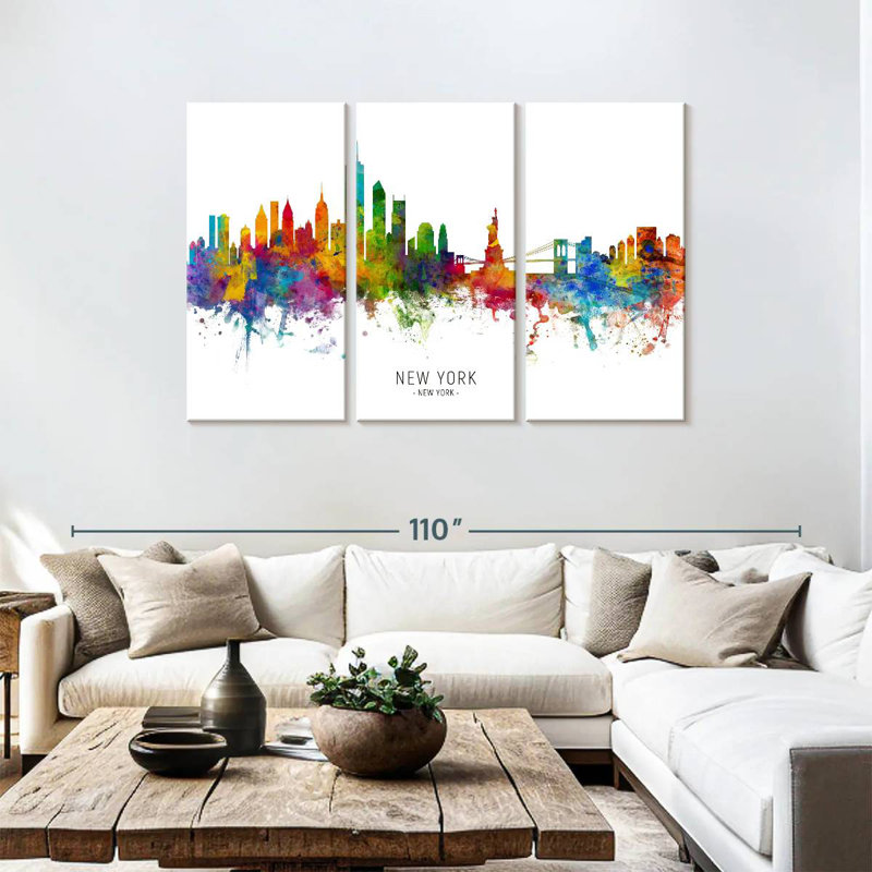 «Sirci Vibrant New York Skyline I», H 48 po x l 74 po