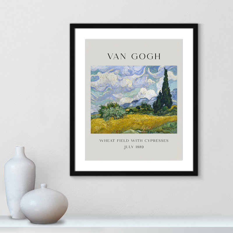 Collection «Old Fields with Cypresses» par Vincent Van Gogh, Cadre photo noir simple, Oui, H 25,5 po x l 21,5 po x P 1,25 po
