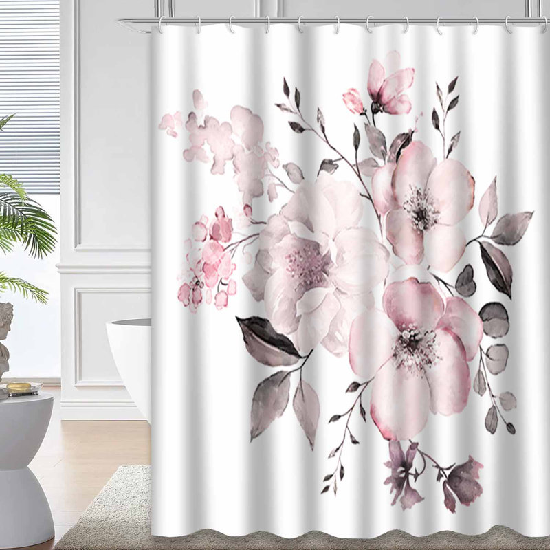 Fleurs décoratives à l'aquarelle avec bourgeons de feuilles florales accueillant une branche avec 12 crochets