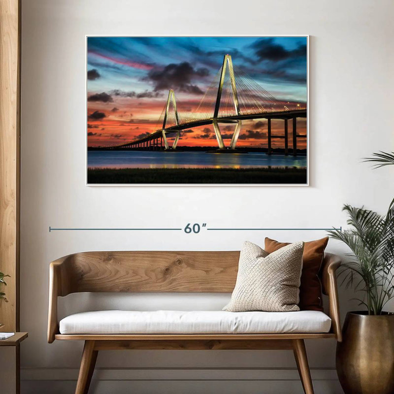 The Ravenel Bridge in Charleston, Floating Frame White, 46" X 31"