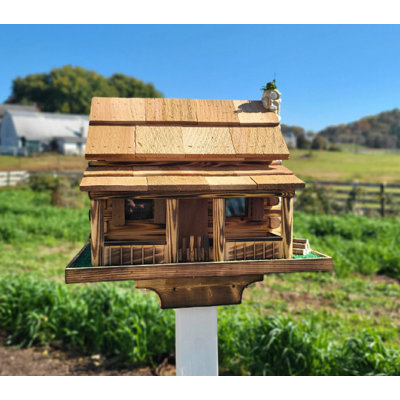 Stone Chimney Log Cabin Feeder