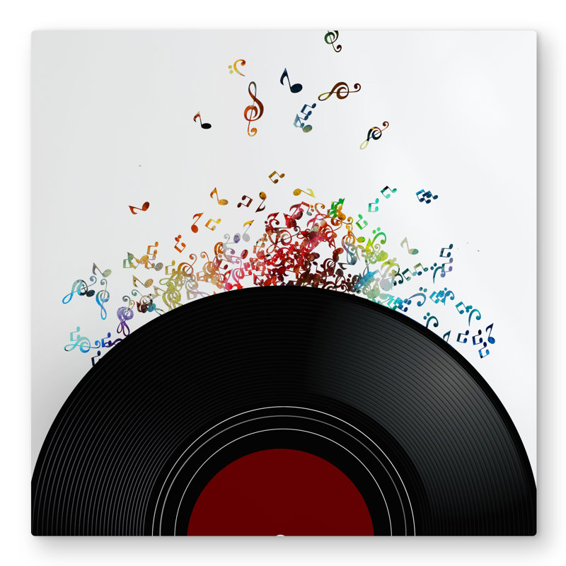 Notes Escaping from a Vinyl Record - Metal Print Decor