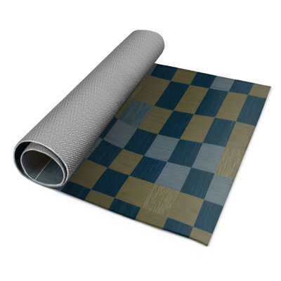 Checkered Brown Indoor and Outdoor Area Rug