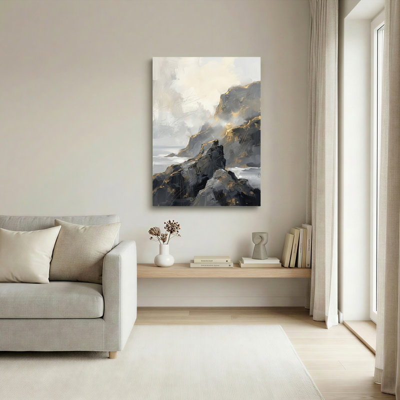 Ensemble de 1 tableau sur toile représentant un paysage de montagne, 40"H x 28"W, Toile tendue