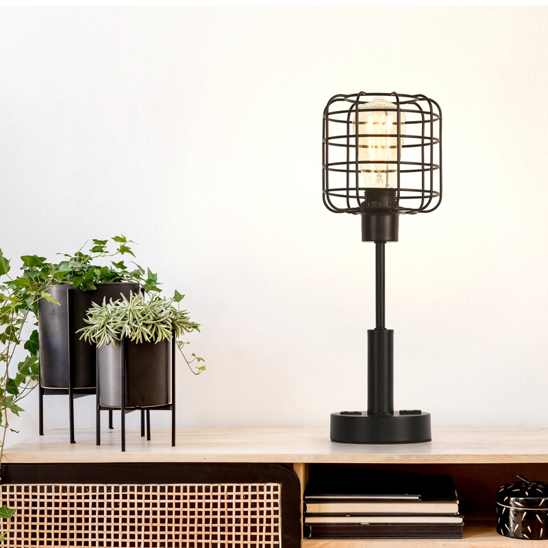 Lampe de table en bronze 12,1 "avec USB