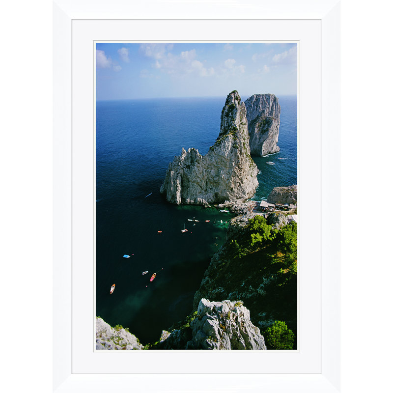 Getty Images, "Faraglioni Rocks", Slim Aarons, août, Cadre photo blanc, H 41 po x l 30 po