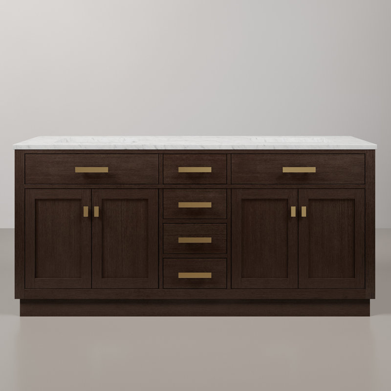 Argenta 72" W x 22" D x 34" H Double Bathroom Vanity, Brown Oak