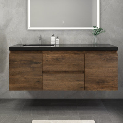 Castin 60" Wall-Mounted Single Left Sink Bathroom Vanity Set