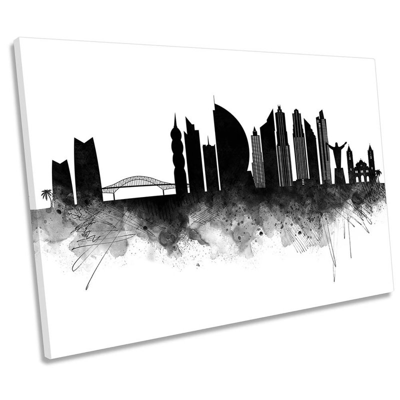 Panama City Abstract Skyline - Wrapped Canvas Print, 30.5cm H x 45.7cm W x 2cm D