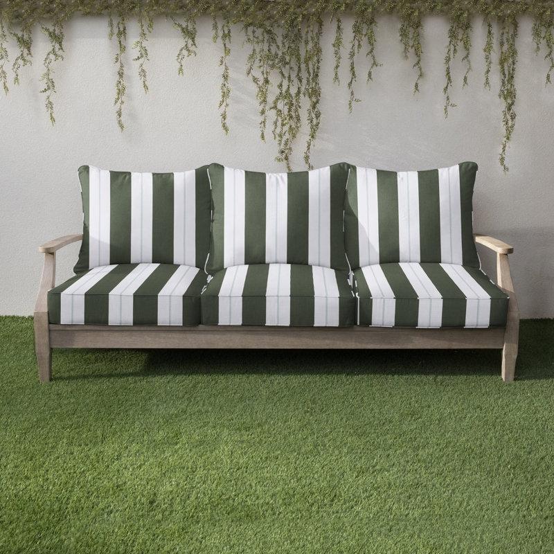 Deana Indoor/Outdoor Sunbrella Seat/Back Cushion, Navy Stripe Sunbrella®, 25" W x 25" H