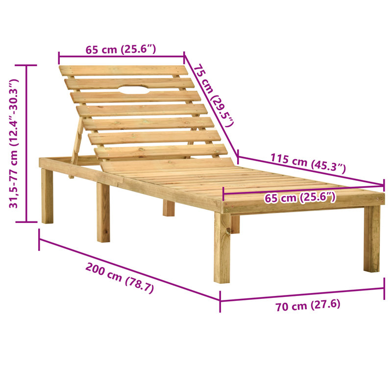 Billy-Joe 200cm Long Reclining Pine Single Chaise