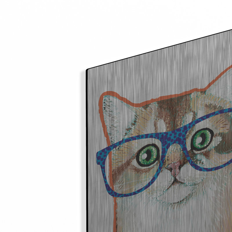 Art mural en métal Trinx «Bespectacled Pet 2» par Melissa Averinos, H 16 po x l 12 po