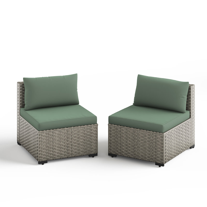Zoea Outdoor Patio Sofa with Removable Cushions (Set of 2) , Green