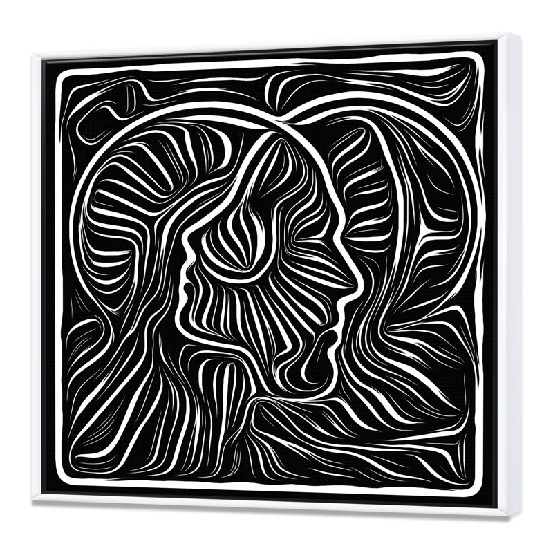 «Black and White Aw autrement», reproduction de cadre sur toile, H 30 po x l 30 po x P 1 po, Toile blanche encadrée