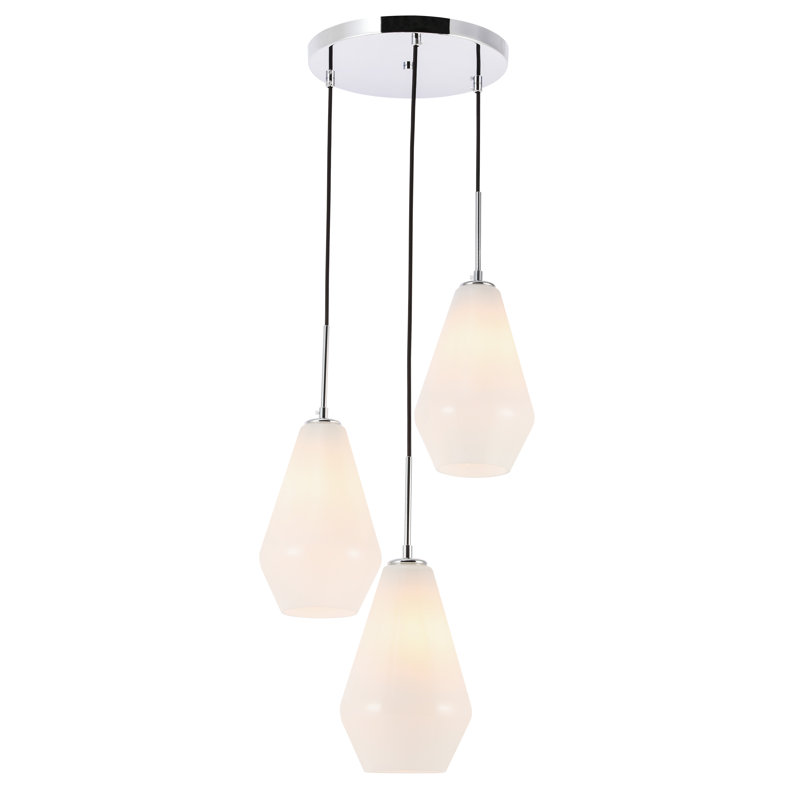 Aleigha 3 - Light Pendant, Chrome, Frosted White, 12.2" H x 17.3" W x 17.3" D