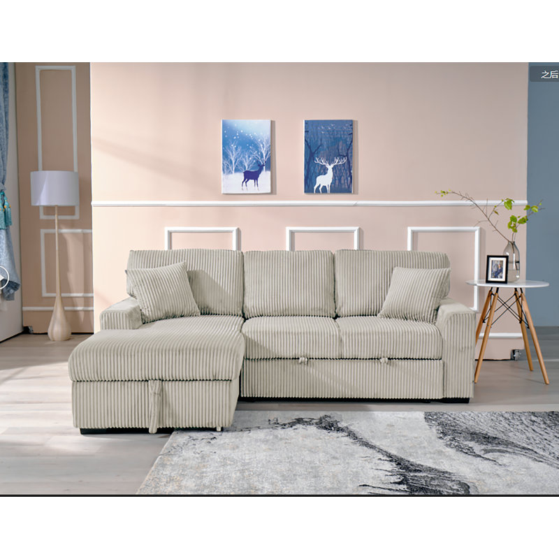 Canapé modulaire rembourré 12 pièces Nocole, Tissu gris foncé, Left Hand Facing