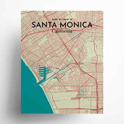 Santa Monica, carte de la ville, impression