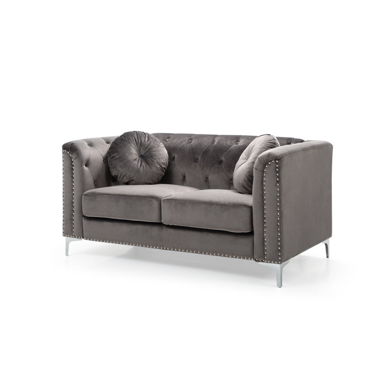 Emmerich 62 " Velvet Loveseat, Gray