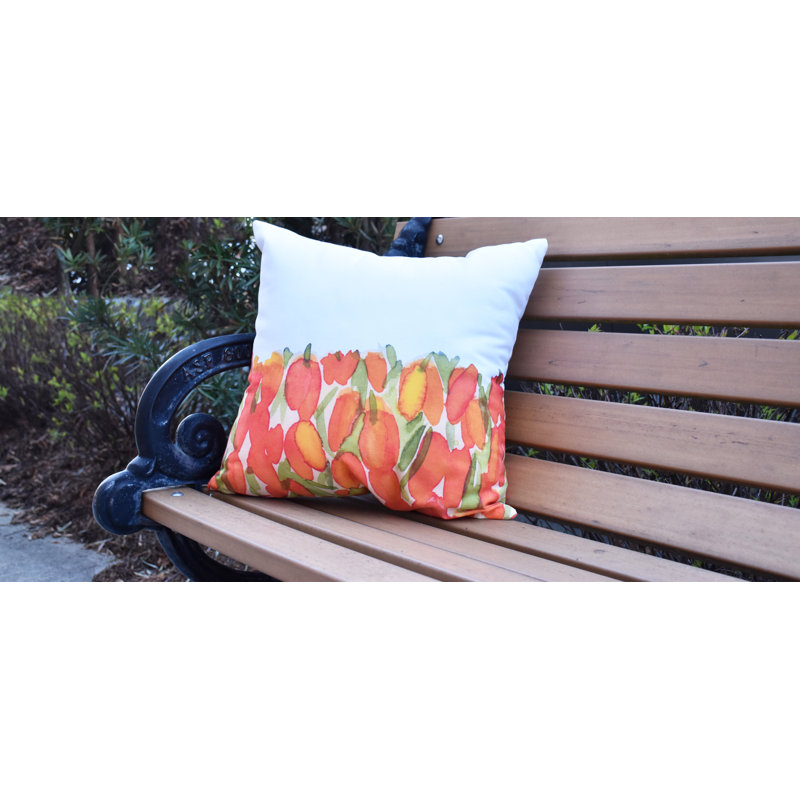 Housse et insert de coussin carré Sunset Tulip, 16" x 16", Orange, Extérieur