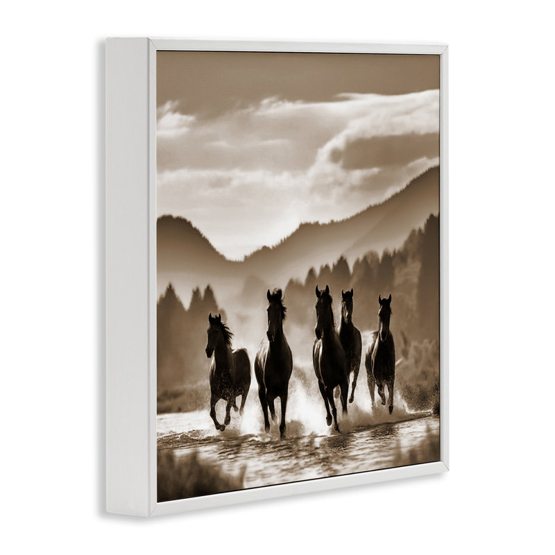 «Splashing Canyon Stallions», art de la giclée encadrée par Noah Bay, Estampe numérique encadrée blanc bord de mer